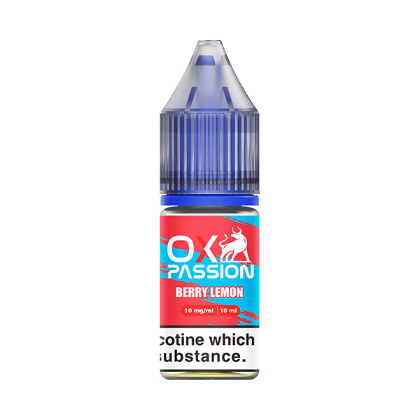 OX Passion Berry Lemon vape juice bottle on a white background