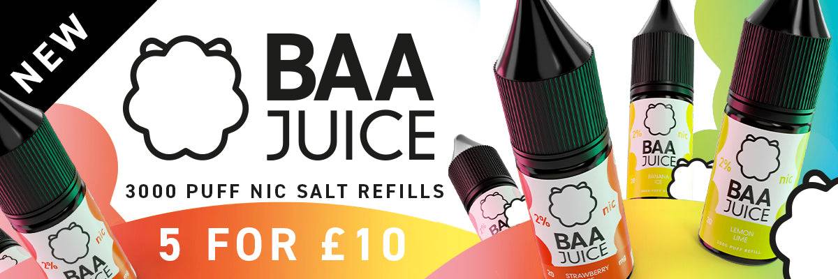 Baa Juice Nic Salt 5 for £10 Banner